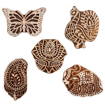 Set of 5 Piece New Mix Wooden Printing Block